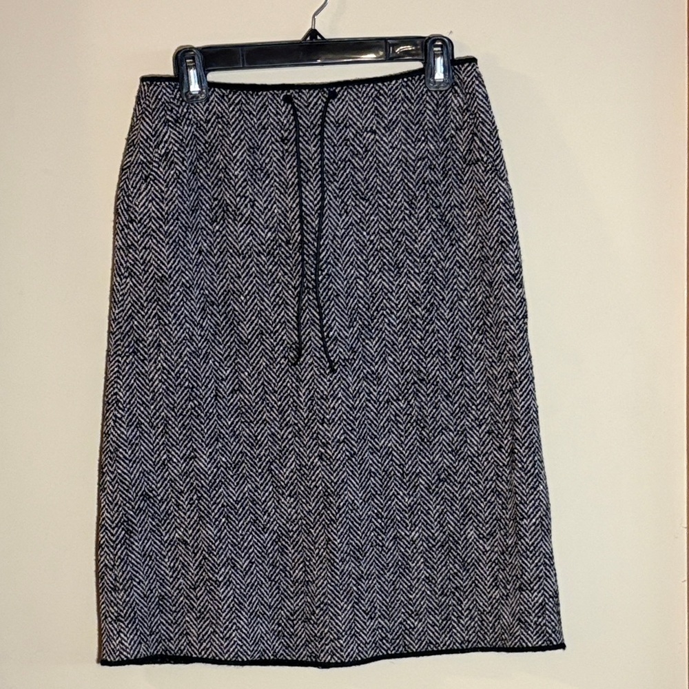 J. Crew Black and White Herringbone Pencil Skirt